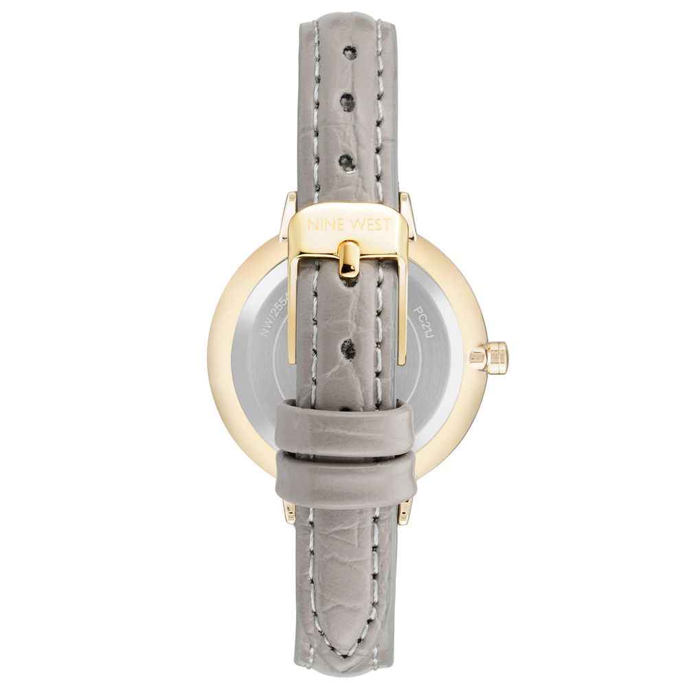Nine West Gray Leather Dress Watch