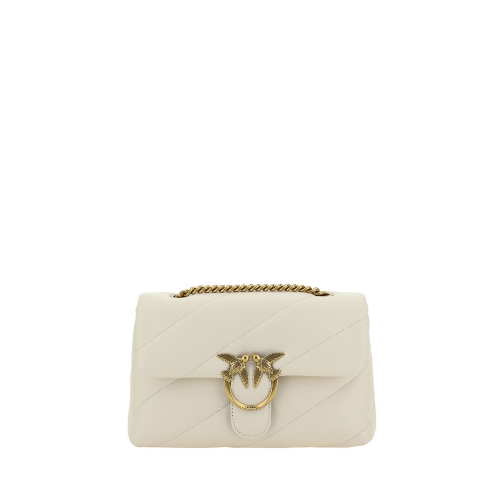 PINKO White Calf Leather Bos Taurus Shoulder Bag - LuxAmoura
