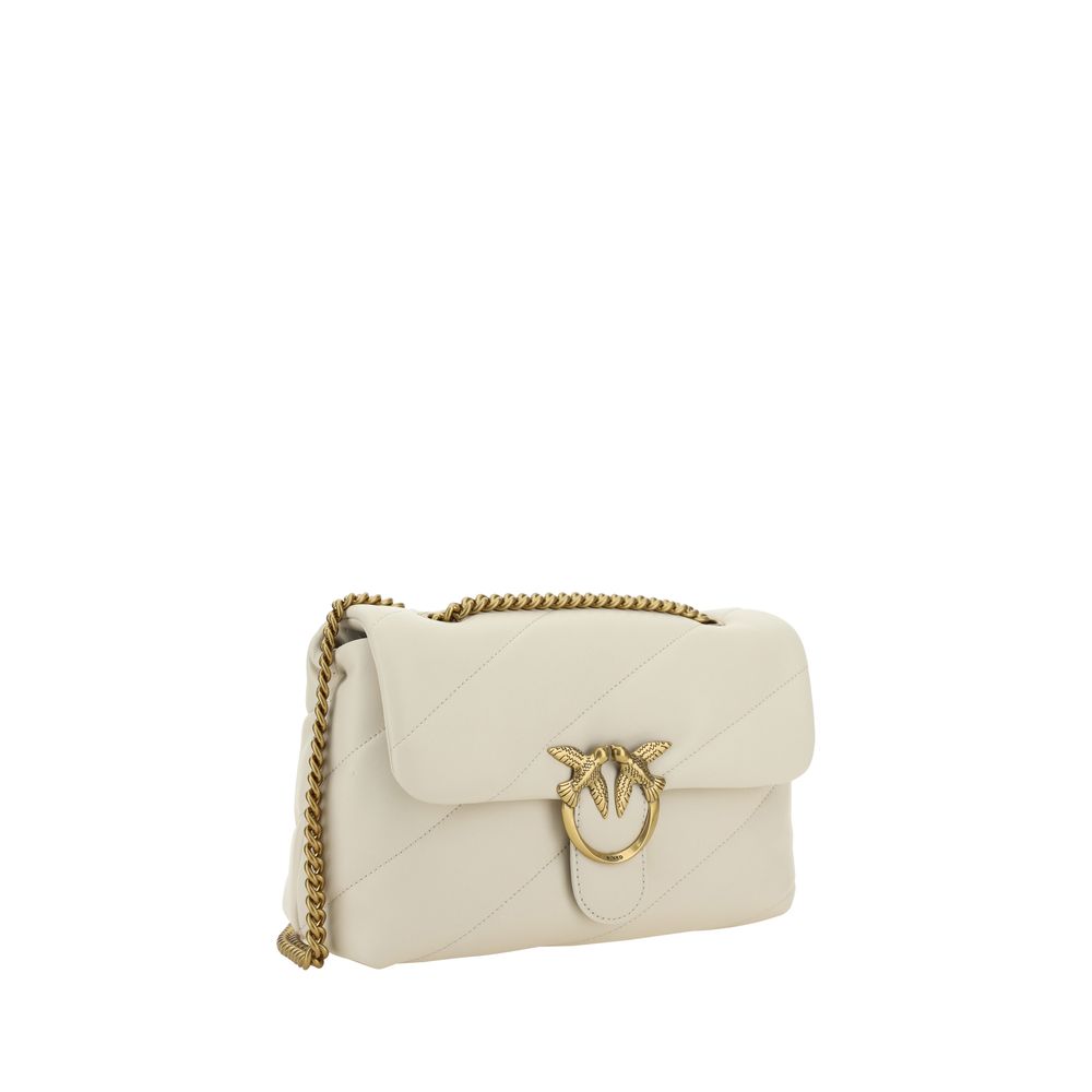 PINKO White Calf Leather Bos Taurus Shoulder Bag - LuxAmoura