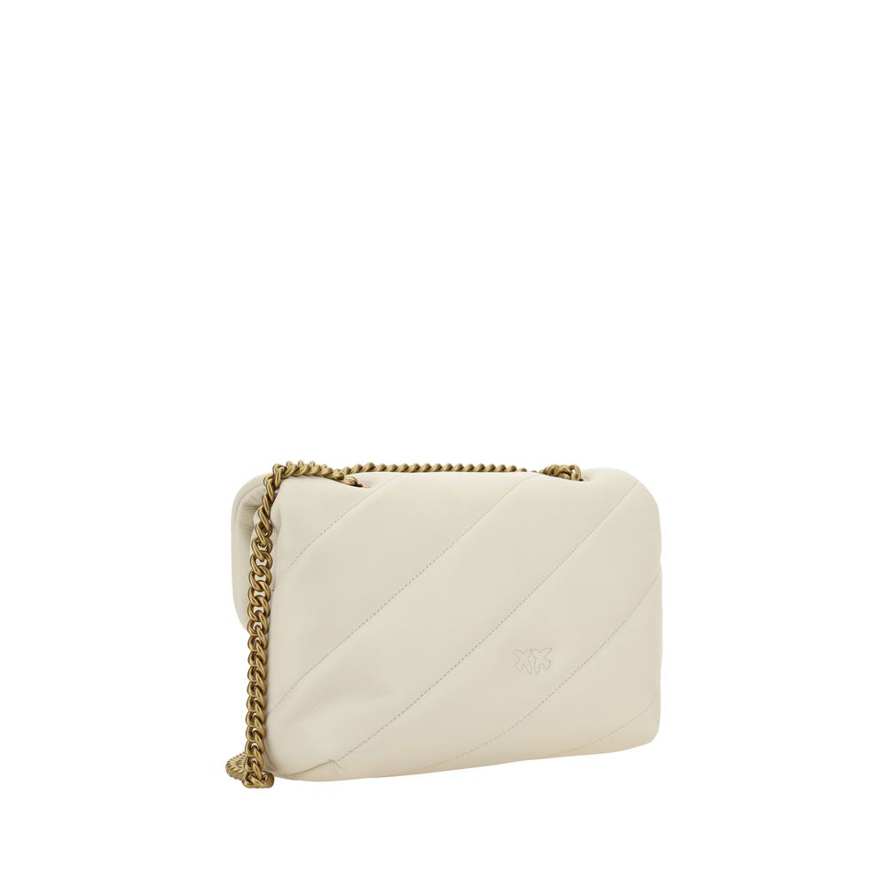 PINKO White Calf Leather Bos Taurus Shoulder Bag - LuxAmoura