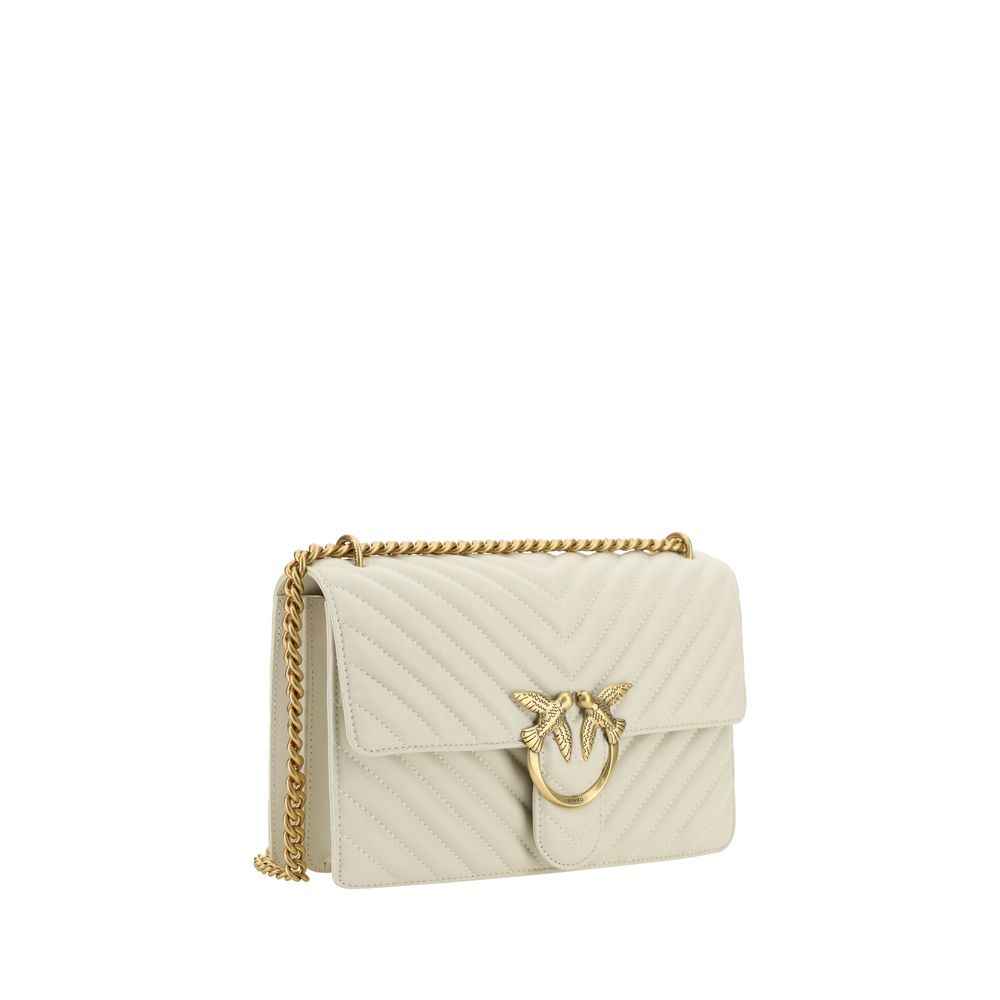 PINKO White Calf Leather Bos Taurus Shoulder Bag