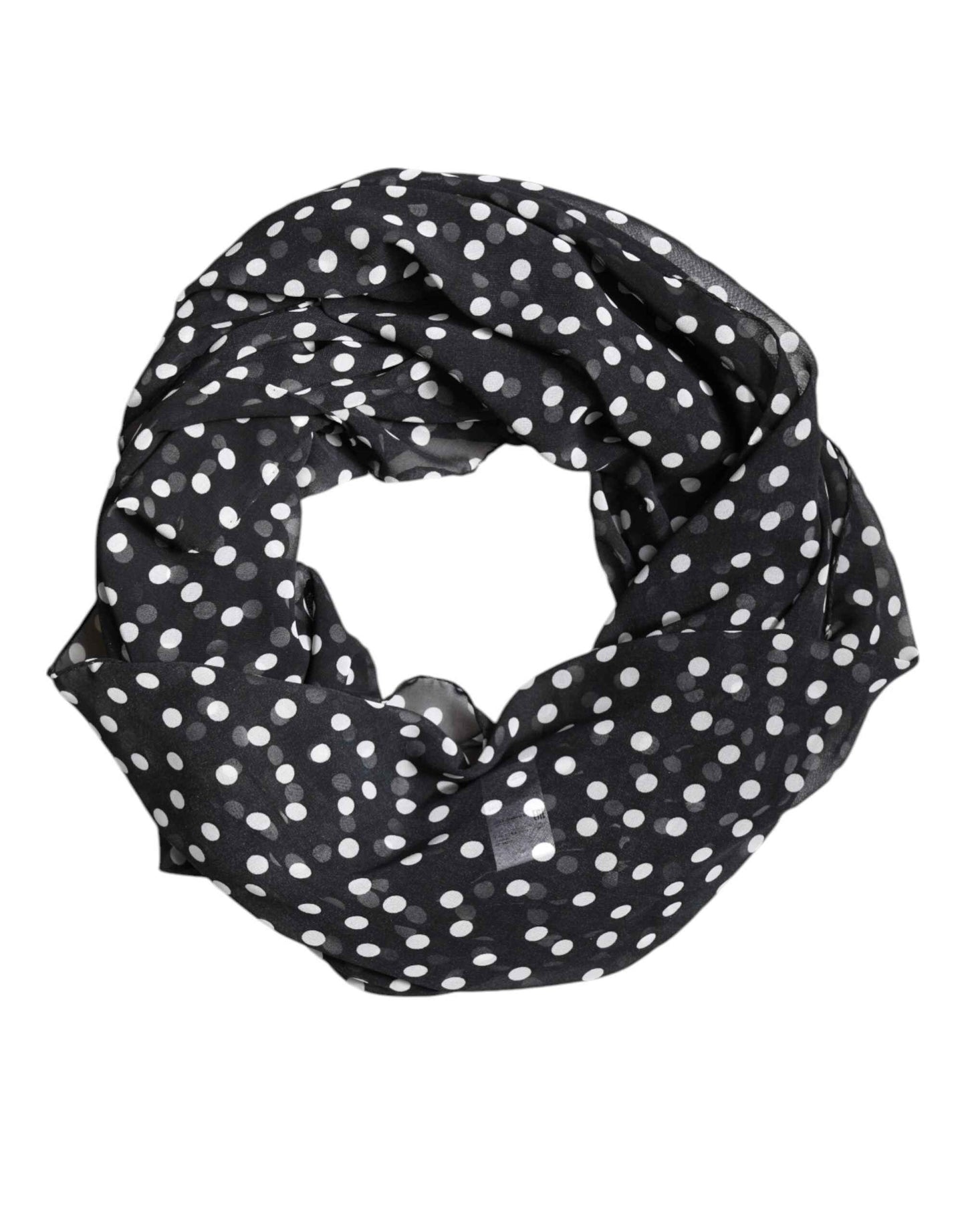 Dolce & Gabbana Black Polka Dots Polyester Wrap Shawl Scarf