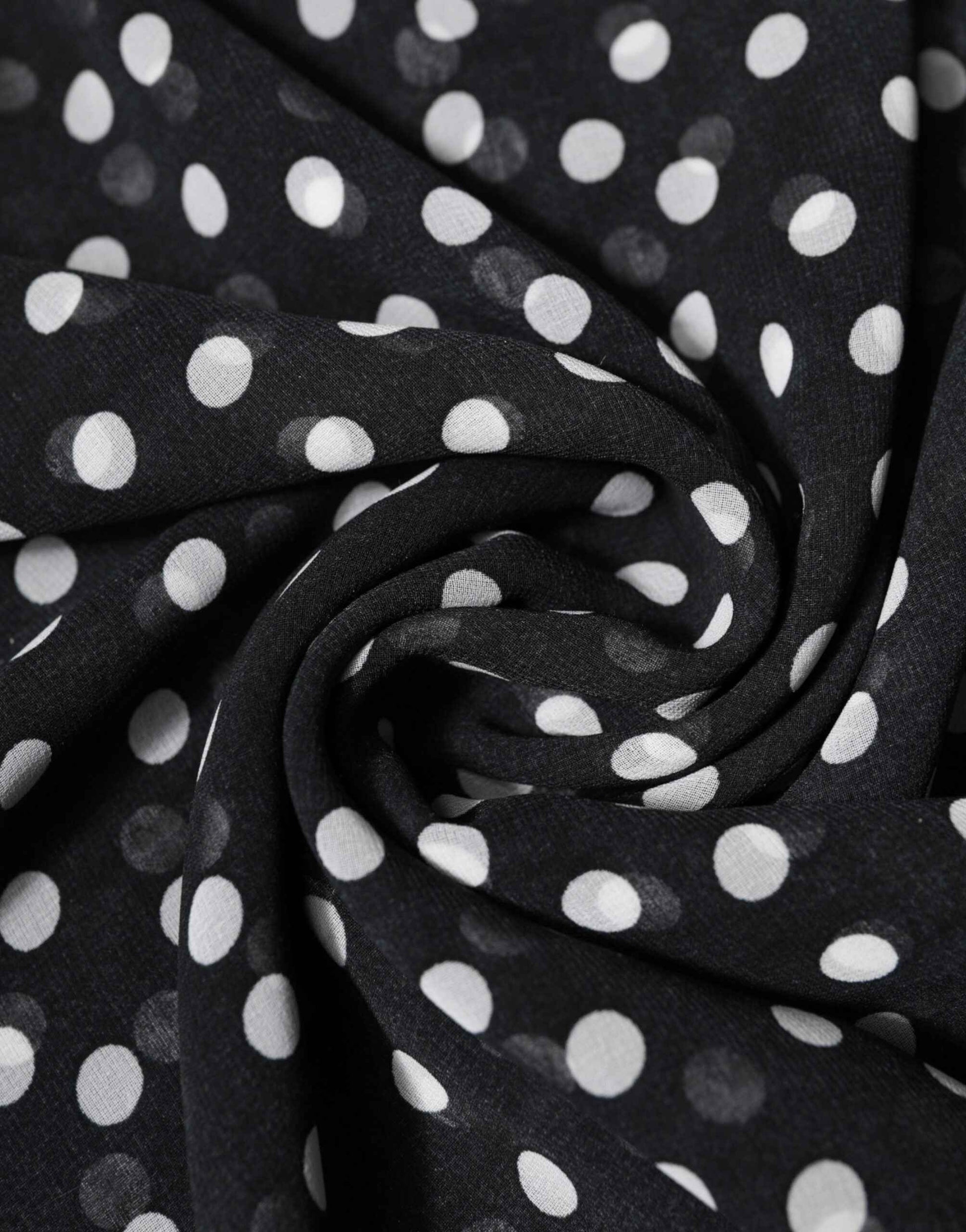 Dolce & Gabbana Black Polka Dots Polyester Wrap Shawl Scarf