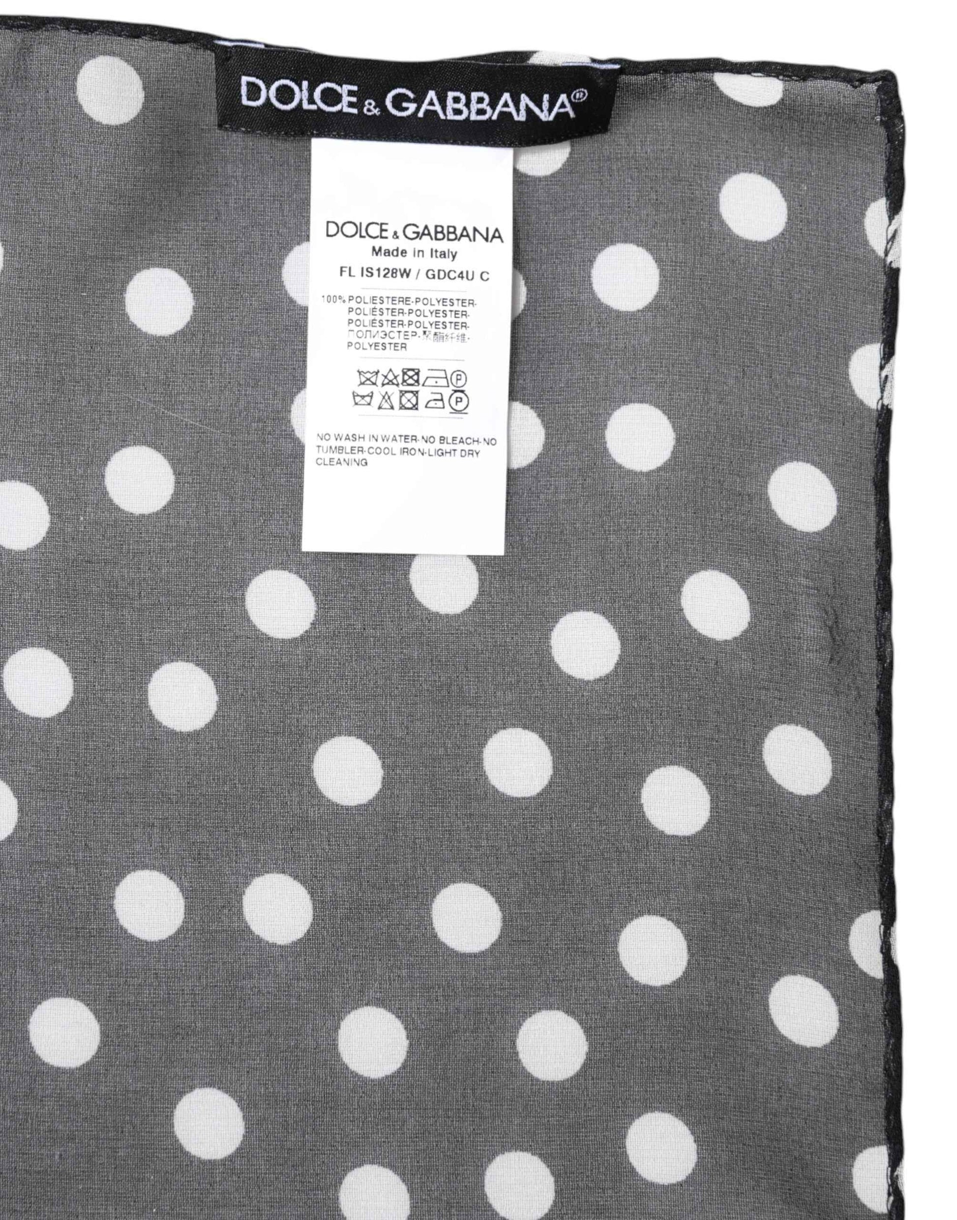 Dolce & Gabbana Black Polka Dots Polyester Wrap Shawl Scarf
