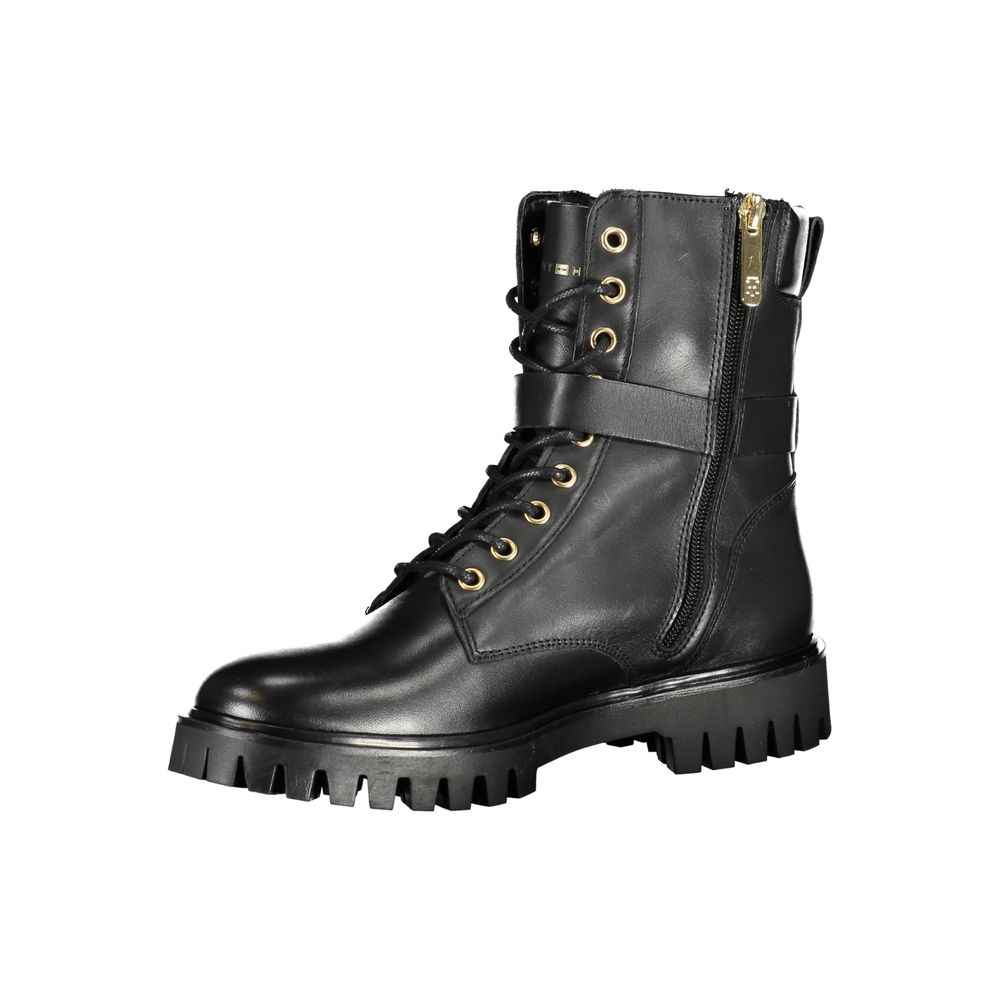 Tommy Hilfiger Black Leather Women Boot