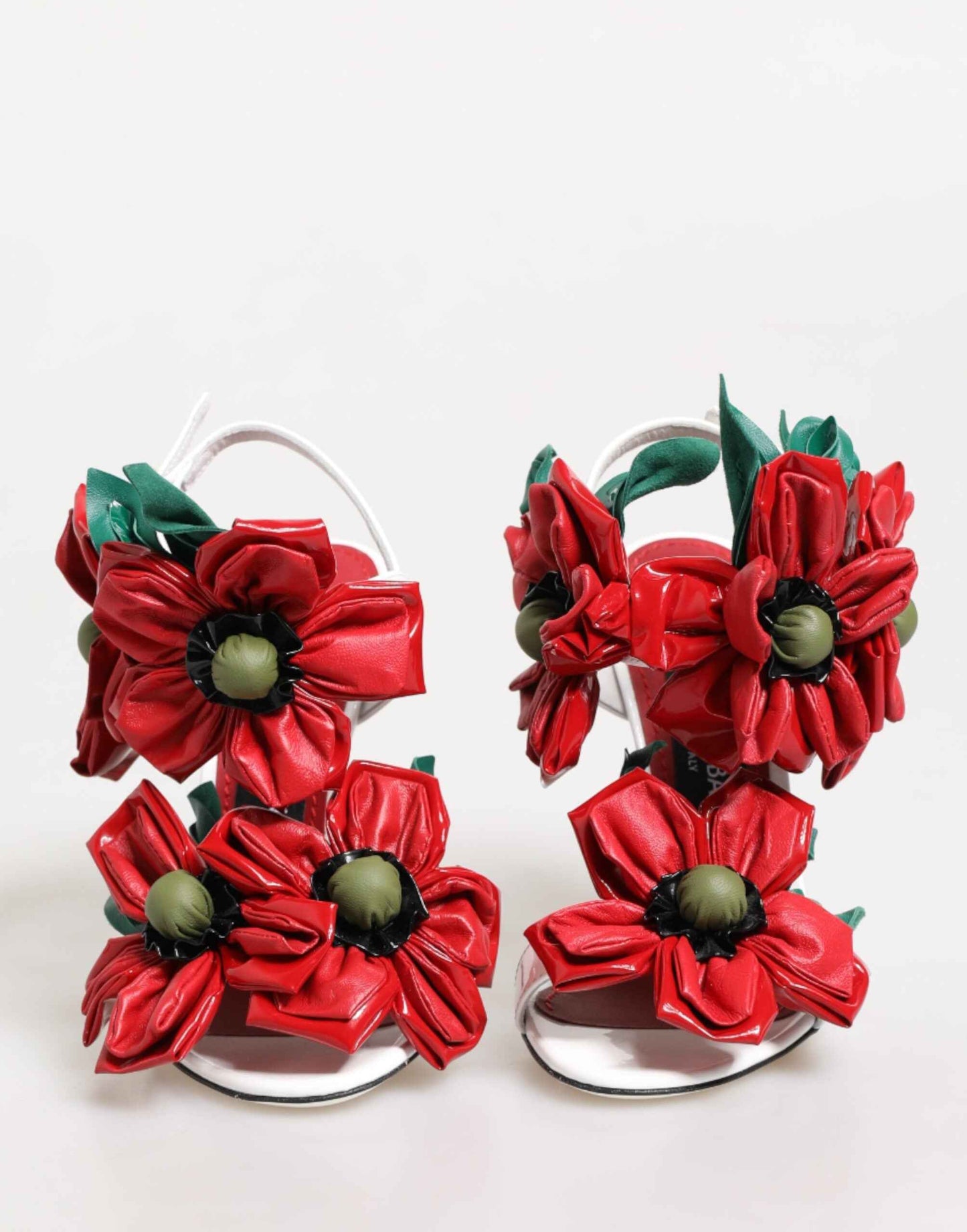 Dolce & Gabbana White Red Floral Detailing Sandals Shoes