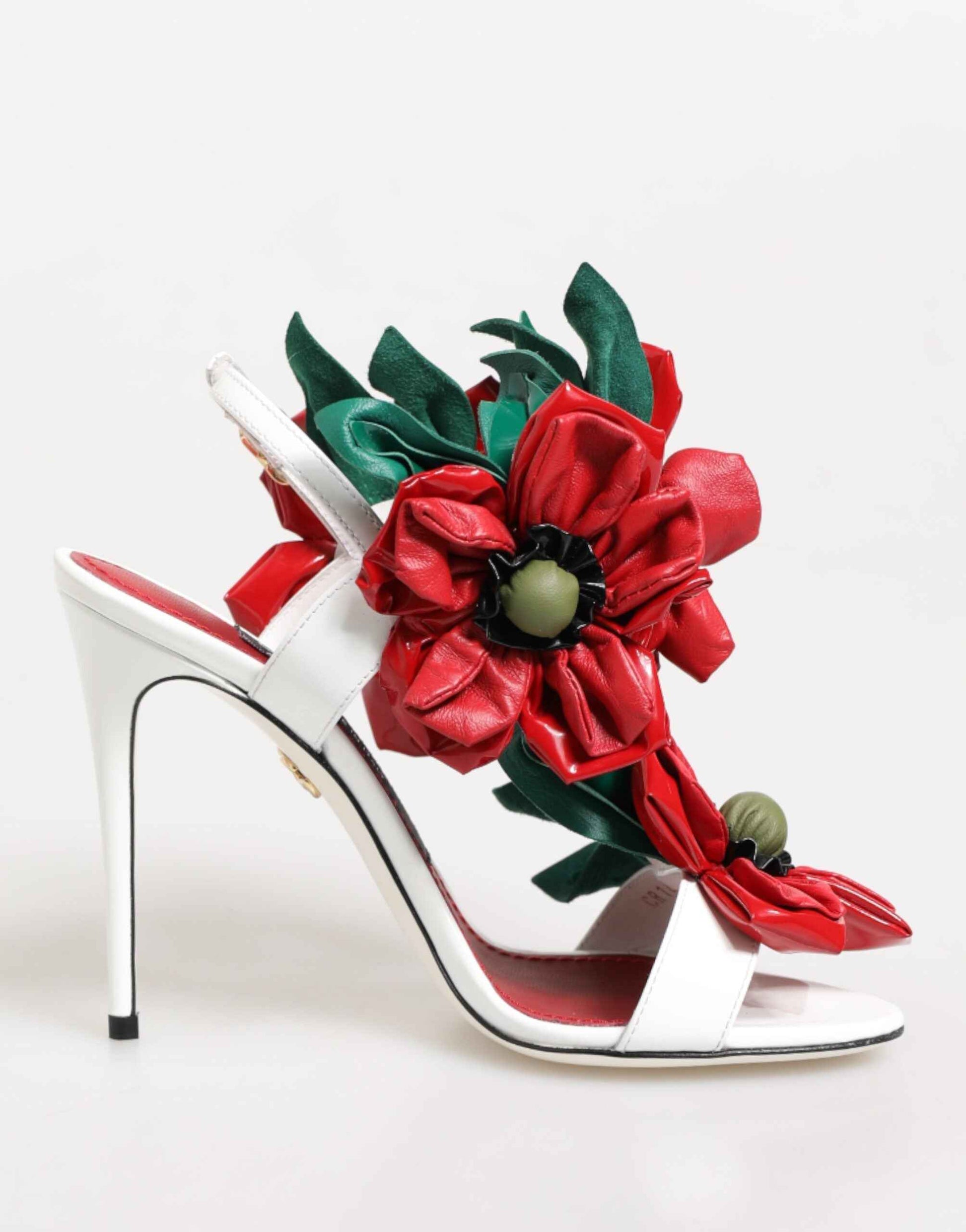 Dolce & Gabbana White Red Floral Detailing Sandals Shoes