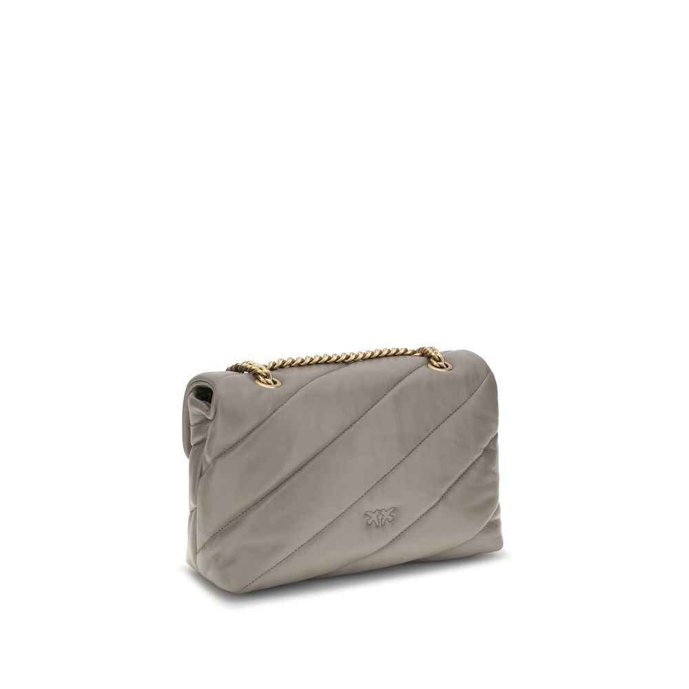 PINKO Gray Calf Leather Bos Taurus Shoulder Bag