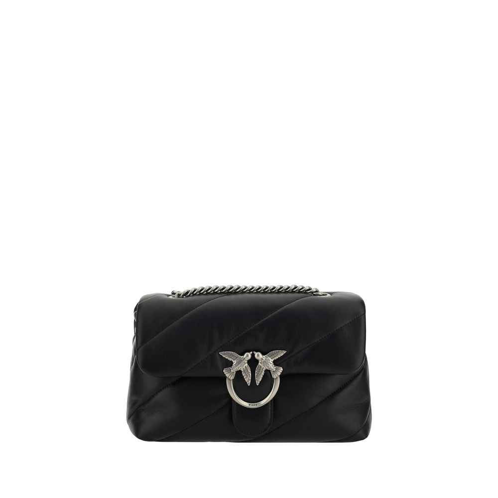 PINKO Black Calf Leather Bos Taurus Shoulder Bag