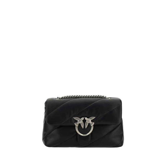 PINKO Black Calf Leather Bos Taurus Shoulder Bag