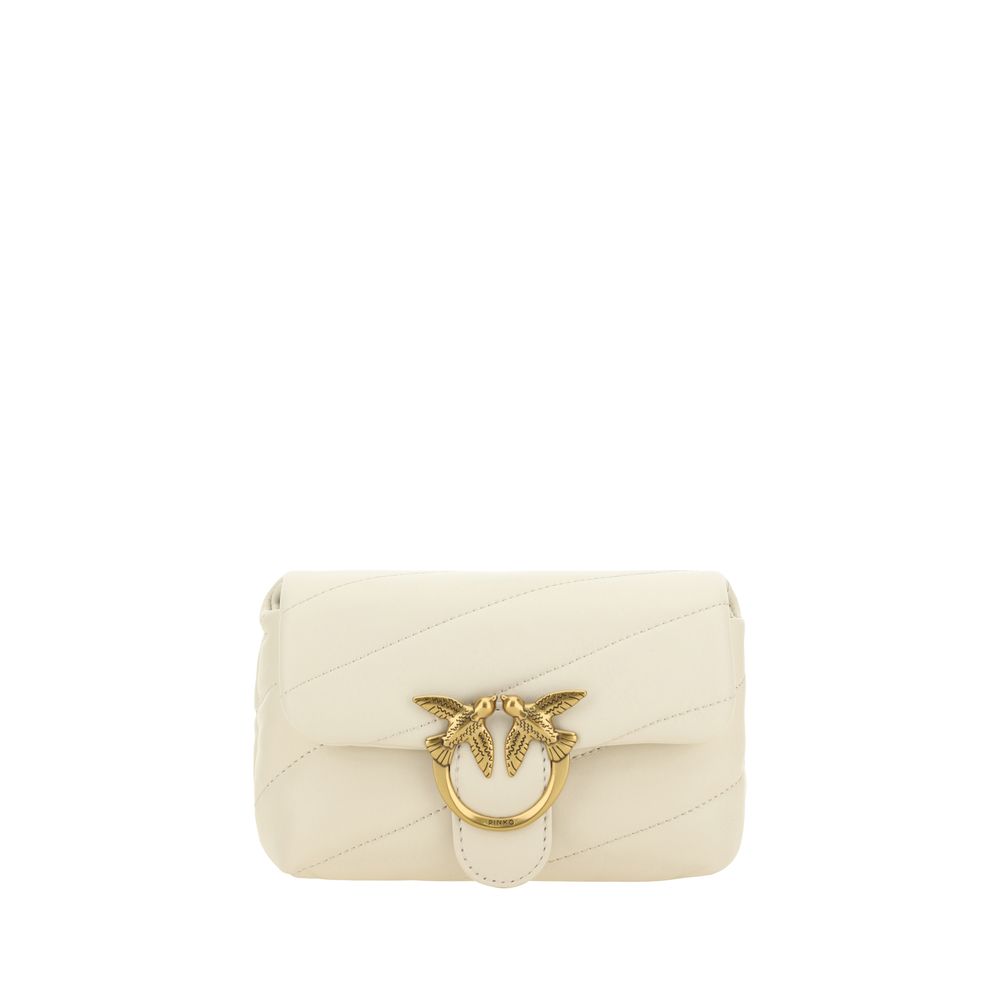 PINKO White Calf Leather Bos Taurus Shoulder Bag - LuxAmoura