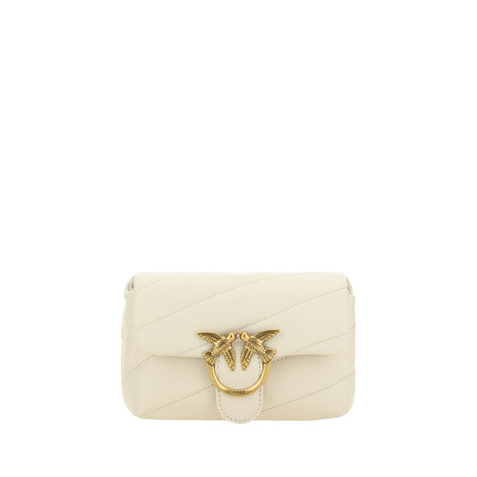 PINKO White Calf Leather Bos Taurus Shoulder Bag - LuxAmoura