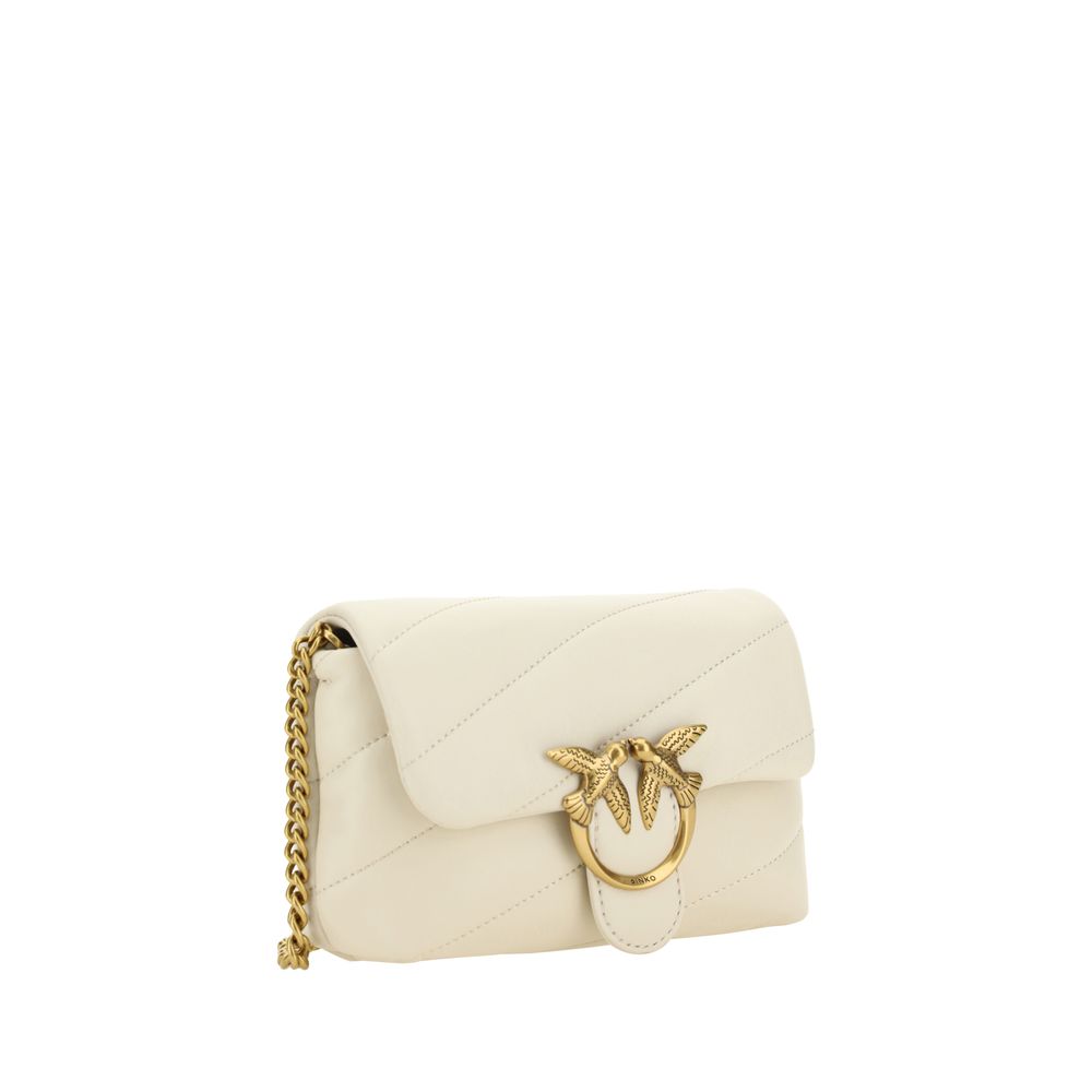 PINKO White Calf Leather Bos Taurus Shoulder Bag - LuxAmoura