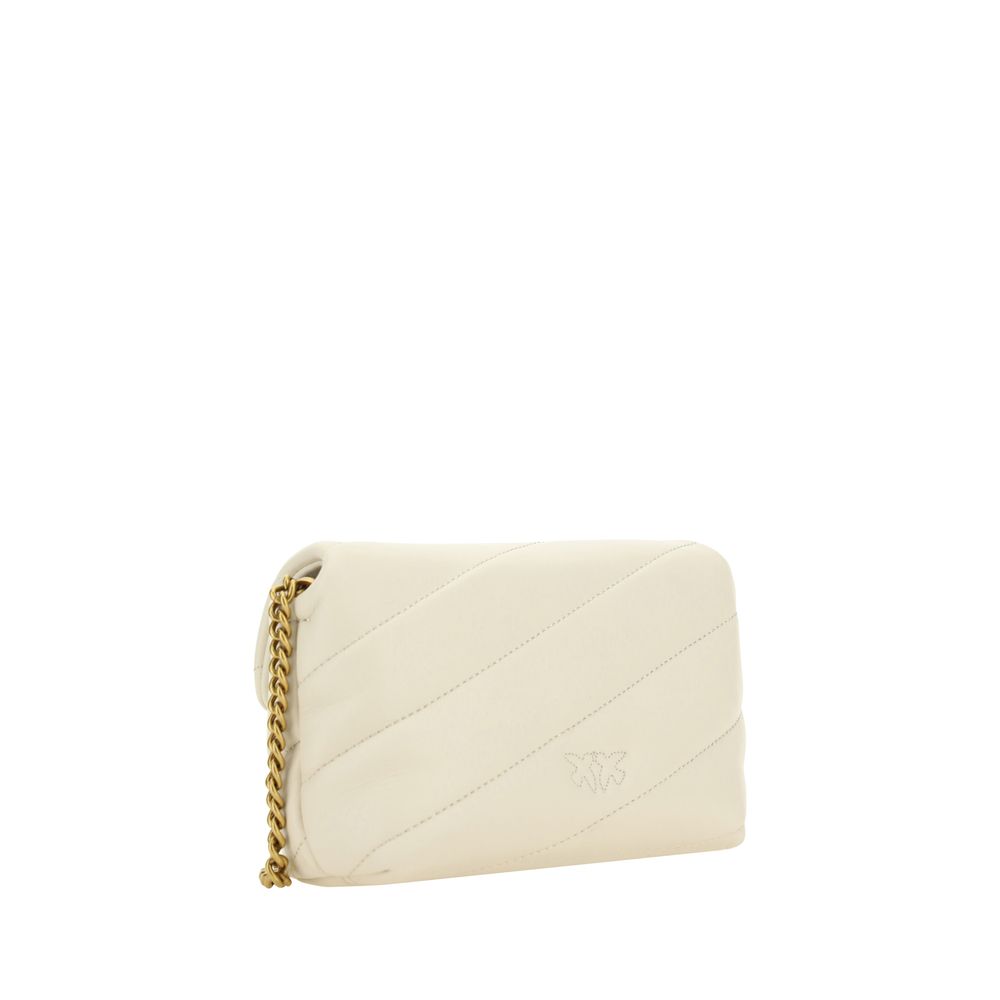 PINKO White Calf Leather Bos Taurus Shoulder Bag - LuxAmoura
