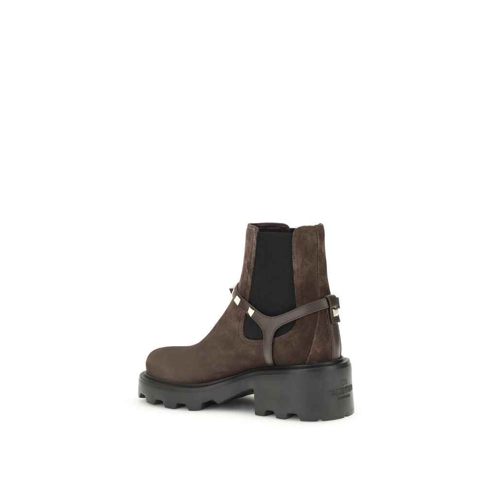 Valentino Garavani Brown Calf Leather Bos Taurus Chelsea Boots