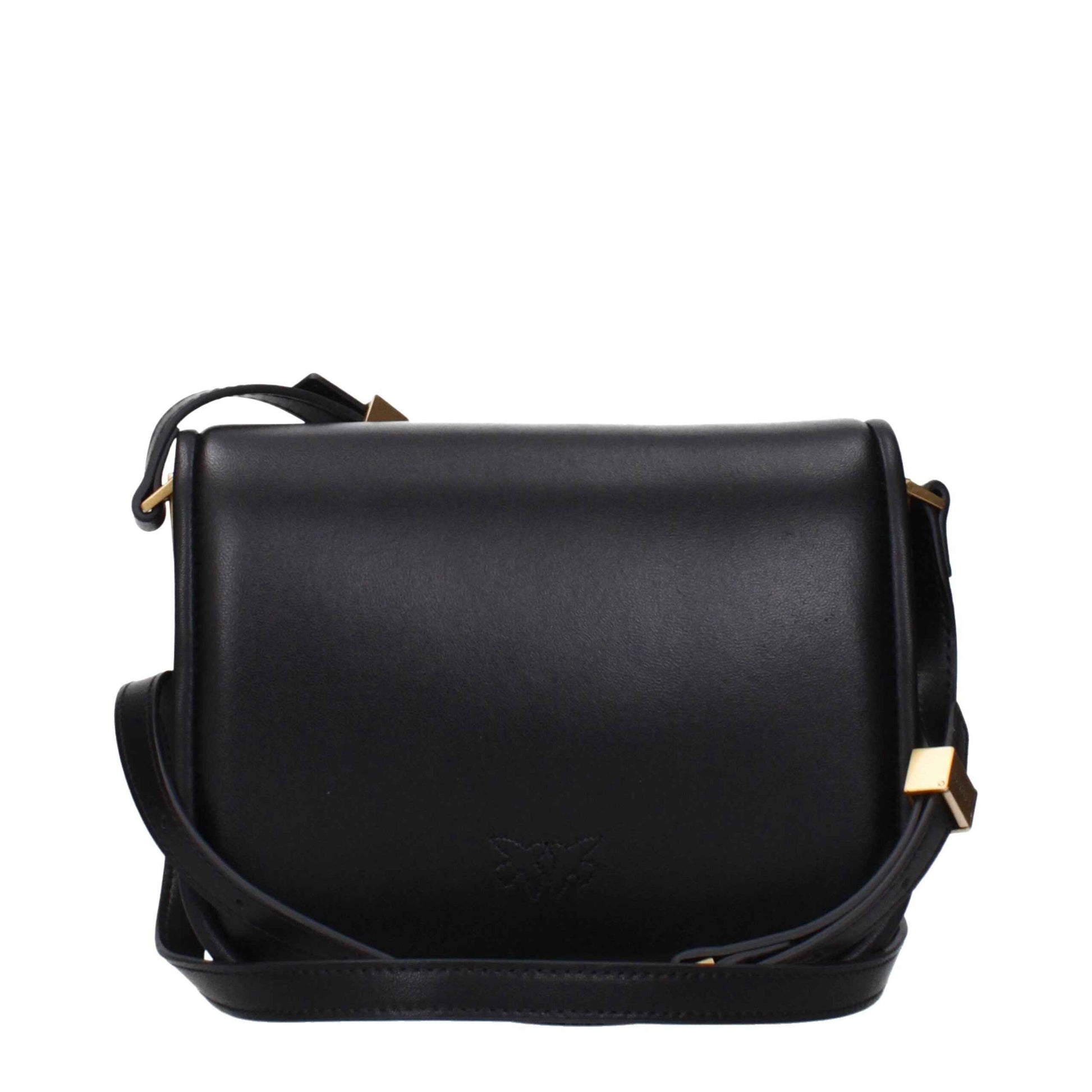 PINKO Black Leather Crossbody Bag