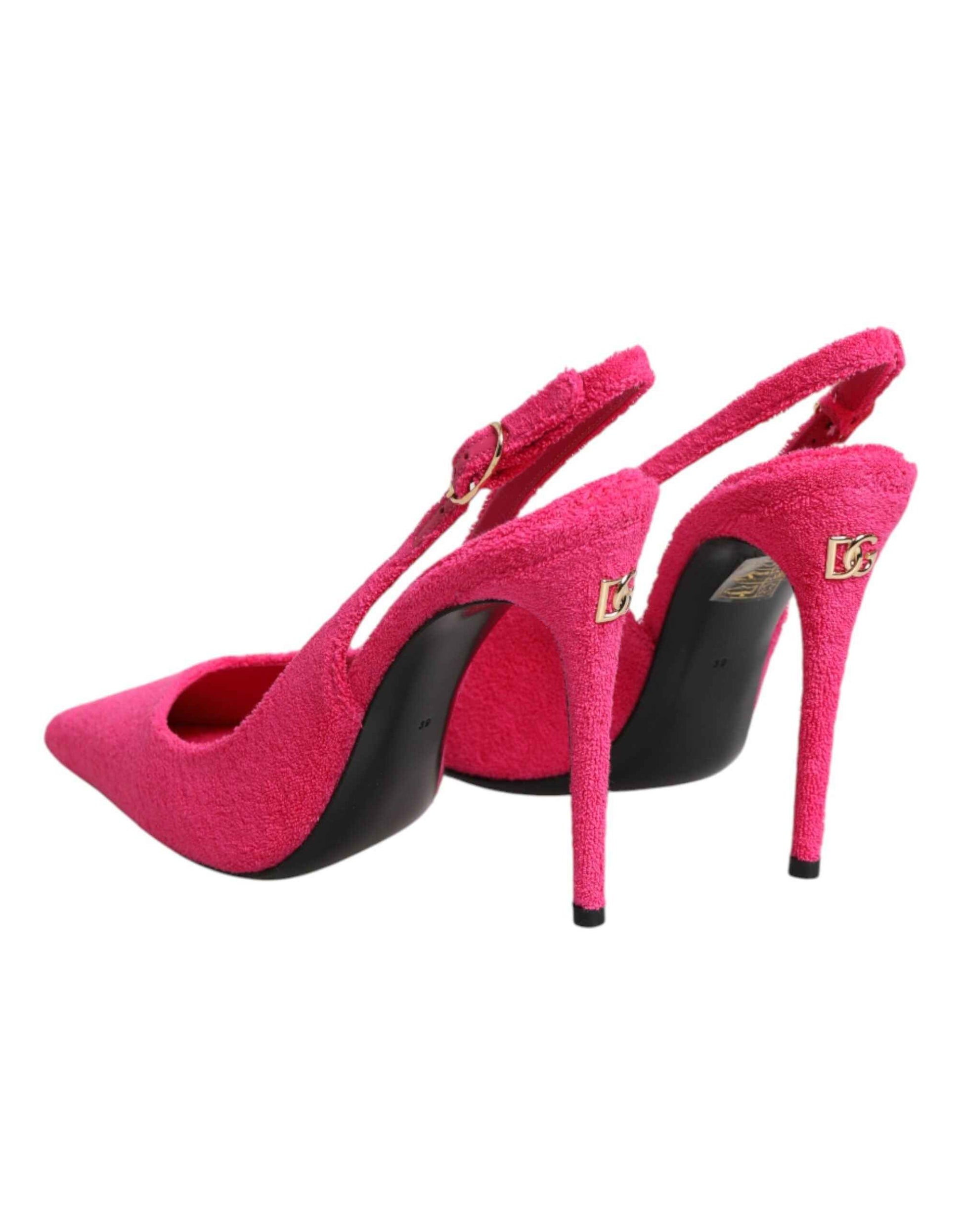 Dolce & Gabbana Pink Suede High Heels Slingback Shoes