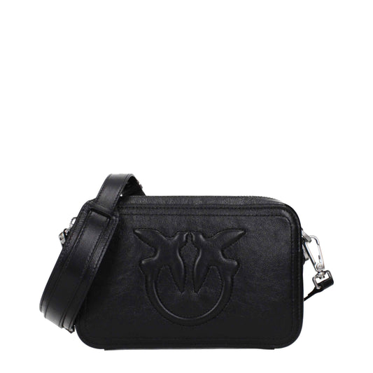 PINKO Black Leather Crossbody Bag