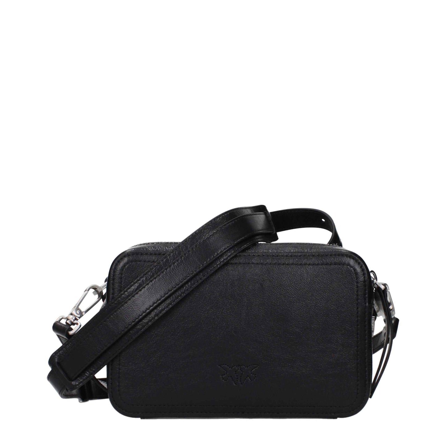 PINKO Black Leather Crossbody Bag