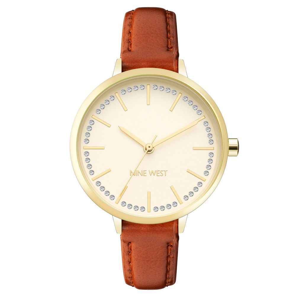 Nine West Brown Leather Dress Watch