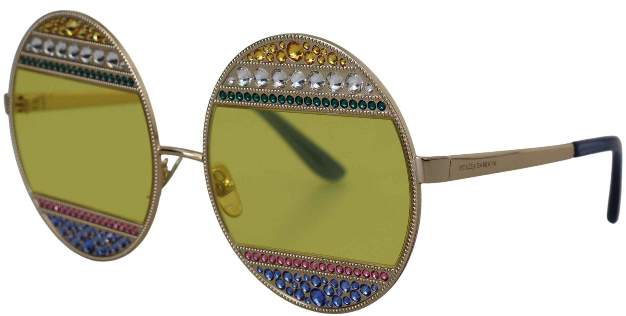 Dolce & Gabbana Gold Oval Metal Crystals Shades DG2209B Sunglasses